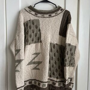 Tivoli Handknit Sweater in Cream and Brown